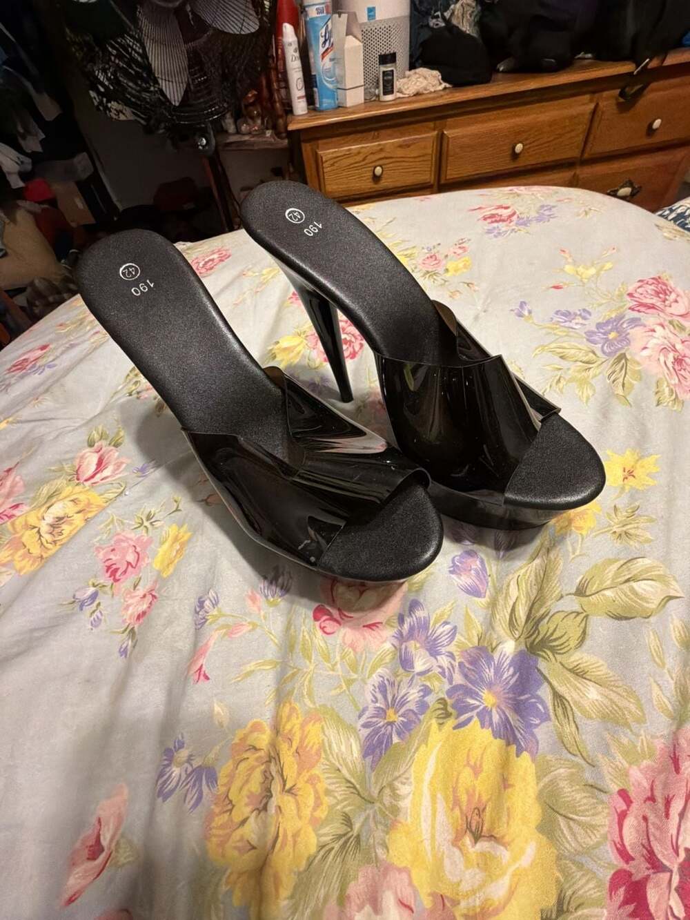 Pleaser Kiss-201 Platform Stiletto Mules in Black